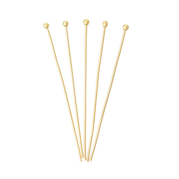 Sexy Sparkles 50 Pcs, Head Pins Ball 18k Gold Plated 3.5cm Long, 0.6mm (22 Gauge)