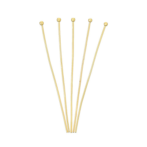 50 Pcs, Head Pins Ball 18k Gold Plated 3.9cm Long, 0.6mm (22 Gauge) - Sexy Sparkles Fashion Jewelry - 1
