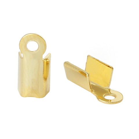10 Pcs Copper Necklace/cord Crimp End Caps with Loop Gold Plated 9mm - Sexy Sparkles Fashion Jewelry - 1
