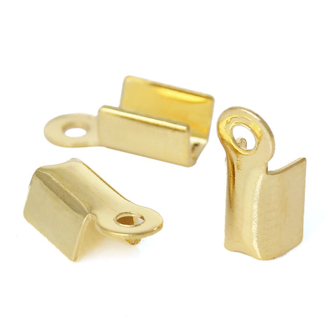 10 Pcs Copper Necklace/cord Crimp End Caps with Loop Gold Plated 9mm - Sexy Sparkles Fashion Jewelry