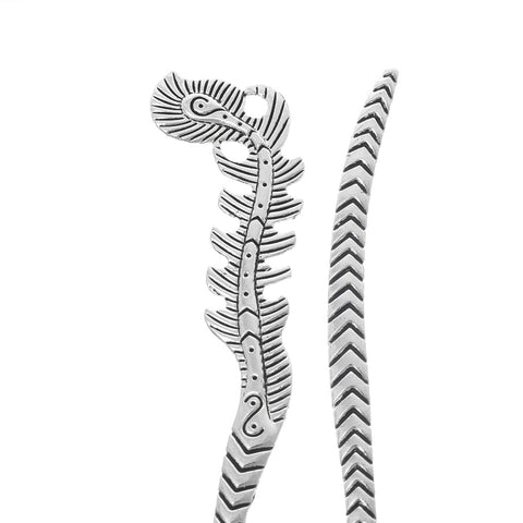 Sexy sparkles 4 Pc Bookmark Pteris Leaf Design Carved Antique Silver 6-1/8"