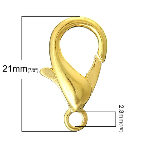 5 Pcs Lobster Clasp Jewelry Findings Gold Plated 21mm - Sexy Sparkles Fashion Jewelry - 2