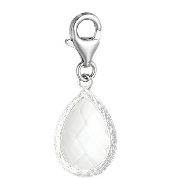 Sexy Sparkles Clip on Tear Drop Birthstone Charm Dangle Pendant for European Clip on Charm Jewelry W/Lobster Clasp
