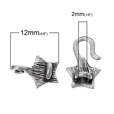 Set of 10 Star Hook Clasps Antique Silver 12mm - Sexy Sparkles Fashion Jewelry - 2