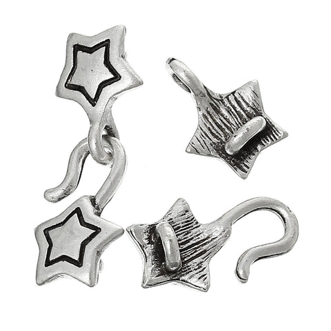 Set of 10 Star Hook Clasps Antique Silver 12mm - Sexy Sparkles Fashion Jewelry - 3