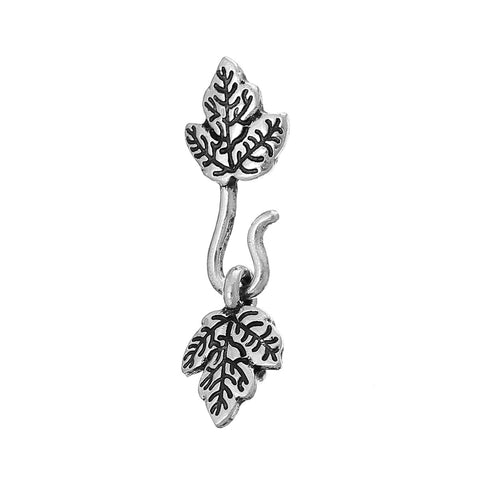 Set of 10 Leaf Hook Clasps Antique Silver 13mmx 9mm - Sexy Sparkles Fashion Jewelry - 1
