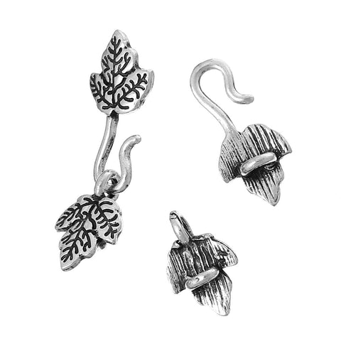 Set of 10 Leaf Hook Clasps Antique Silver 13mmx 9mm - Sexy Sparkles Fashion Jewelry - 3
