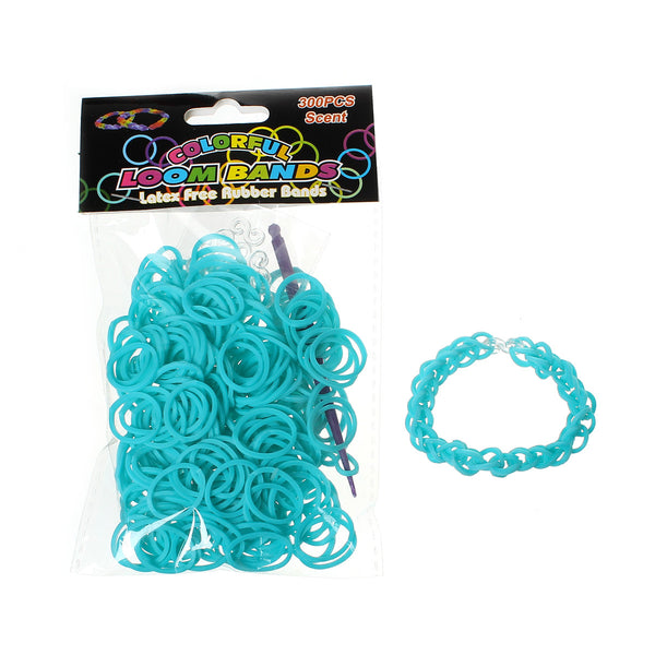 300 Pcs Rubber Bands DIY Loom Bracelet Making Kit with Hook Crochet and S Clips (Malachite Green)