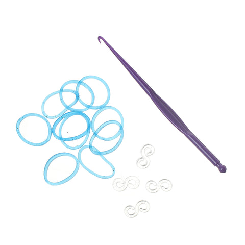 Sexy Sparkles 300 Pcs Rubber Bands DIY Loom Bracelet Making Kit with Hook Crochet and S Clips (Glitter Blue)