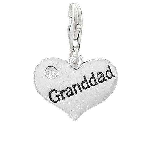 2 Sided Granddad Heart Clip on Charm