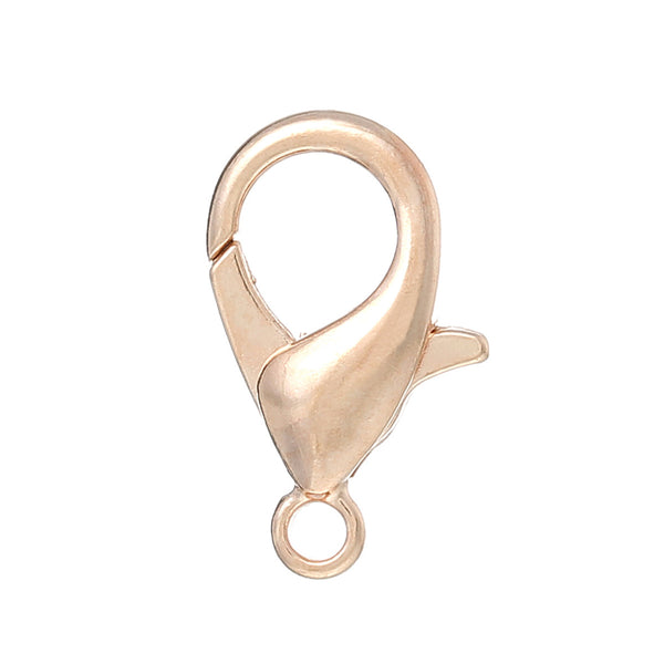 10 Pcs, Copper Lobster Clasp Rose Gold 15mmx9mm - Sexy Sparkles Fashion Jewelry - 1