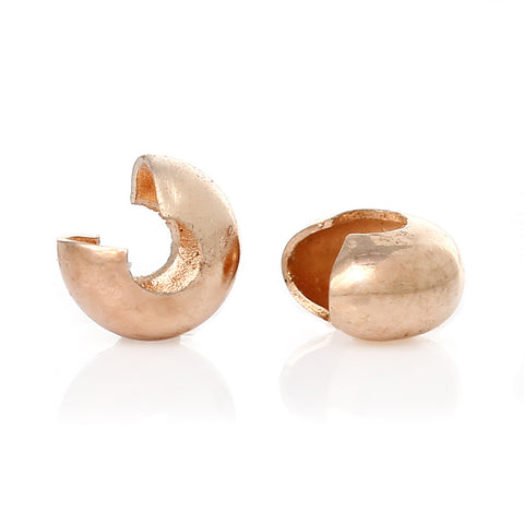 25 Pcs, Copper Crimp Beads Rose Gold, 5mm Dia - Sexy Sparkles Fashion Jewelry