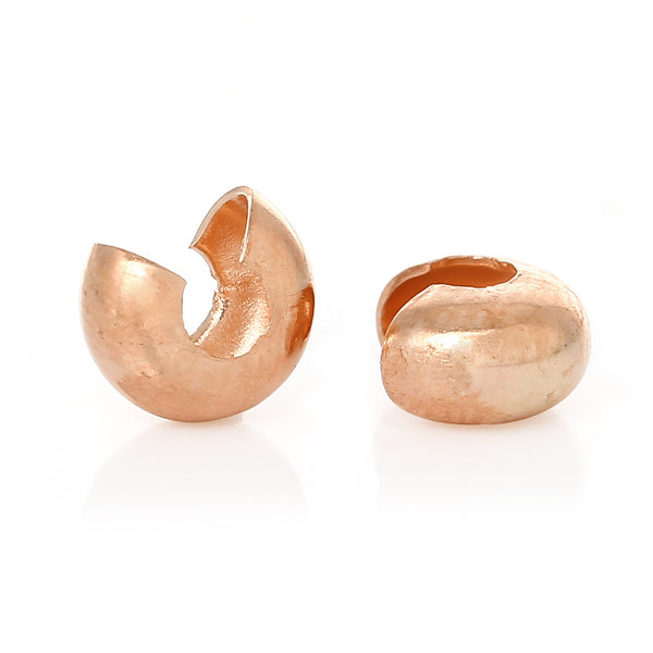 20 Pcs, Copper Crimp Beads Rose Gold, 6mm Dia - Sexy Sparkles Fashion Jewelry - 1