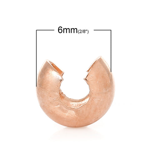 20 Pcs, Copper Crimp Beads Rose Gold, 6mm Dia - Sexy Sparkles Fashion Jewelry - 2