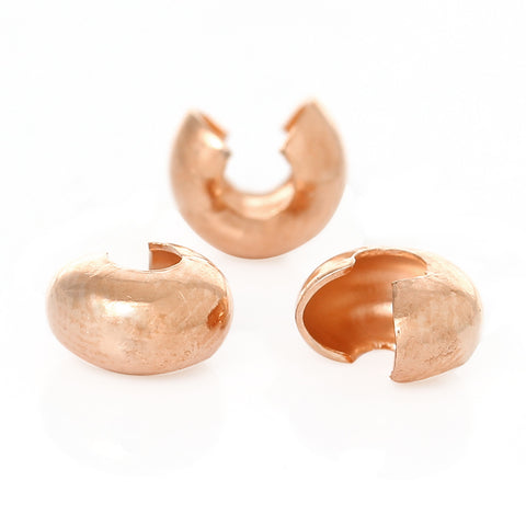20 Pcs, Copper Crimp Beads Rose Gold, 6mm Dia - Sexy Sparkles Fashion Jewelry - 3