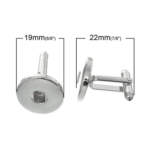 4 Pcs Round Copper Chunk Cuff Links Fit Snaps Chunk Buttons 19mm - Sexy Sparkles Fashion Jewelry - 3