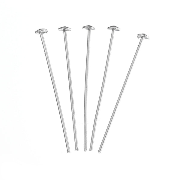 Sexy Sparkles 10 Pcs 925 Sterling Silver Head Pins Findings Platinum Plated 18mm (24 Gauge)