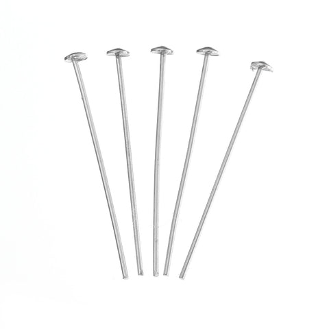 10 Pcs 925 Sterling Silver Head Pins Findings Platinum Plated 18mm (24 Gauge) - Sexy Sparkles Fashion Jewelry - 1