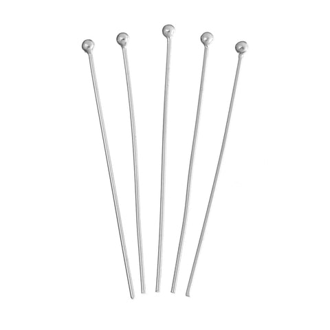 10 Pcs 925 Sterling Silver Head Pins Ball Platinum Plated 3cm (24 Gauge) - Sexy Sparkles Fashion Jewelry - 1