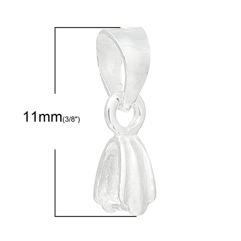 1 Pc .925 Sterling Silver Plated Pinch Clip Bail Bead Findings 11mm - Sexy Sparkles Fashion Jewelry - 2