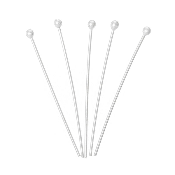 10 Pcs 925 Sterling Silver Head Pins Ball 20mm 24 Gauge - Sexy Sparkles Fashion Jewelry - 1