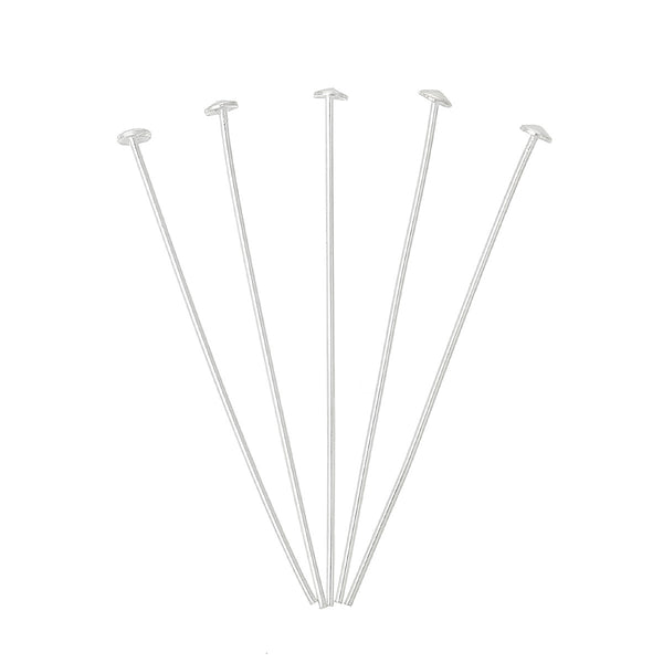 10 Pcs 925 Sterling Silver Head Pins Findings 35mm 24 Gauge - Sexy Sparkles Fashion Jewelry - 1