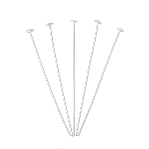 10 Pcs 925 Sterling Silver Head Pins Findings 35mm 24 Gauge - Sexy Sparkles Fashion Jewelry - 1
