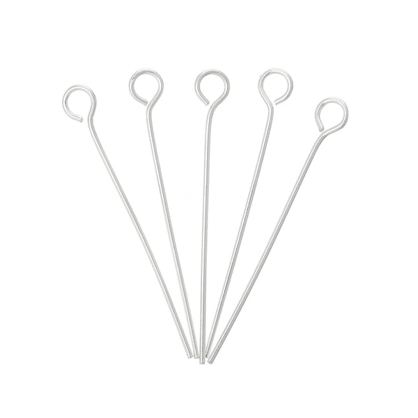 Sterling Silver 925 Head Pins with Flat Head 25mm 0.6mm / 22 Gauge