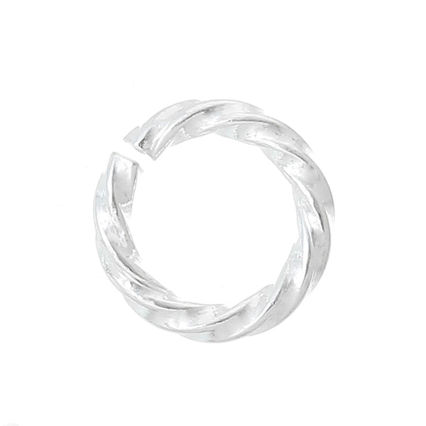 10 Pc .925 Sterling Silver Plated Twisted Open Jump Rings 6mm - Sexy Sparkles Fashion Jewelry - 1