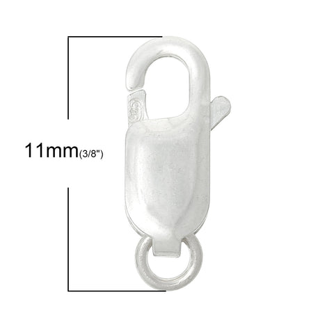 5 Pc .925 Sterling Silver Plated Lobster Clasp Findings with Loop 11mm - Sexy Sparkles Fashion Jewelry - 2