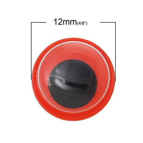20 Pcs Red Wiggle Eyes Craft for Toy Doll Making Round Flat 12mm - Sexy Sparkles Fashion Jewelry - 2