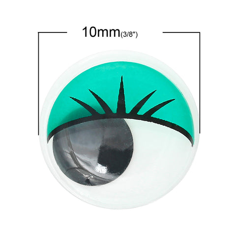 20 Pcs Green Wiggle Eyes Craft for Toy Doll Making Round Flat Back 10mm - Sexy Sparkles Fashion Jewelry - 2