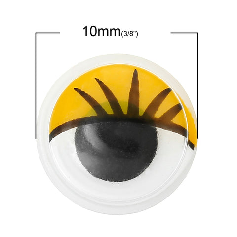 20 Pcs Yellow Wiggle Eyes Craft for Toy Doll Making Round Flat Back 10mm - Sexy Sparkles Fashion Jewelry - 2