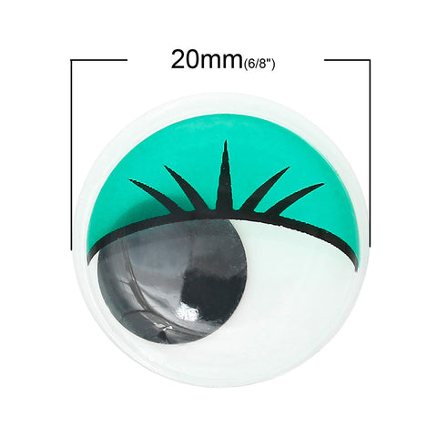 10 Pcs Green Wiggle Eyes Craft for Toy Doll Making Round Flat Back 20mm - Sexy Sparkles Fashion Jewelry - 2