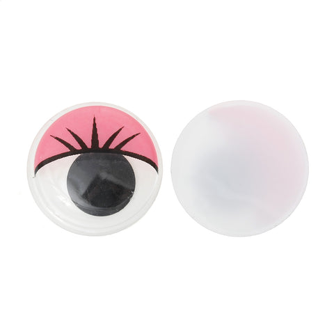 10 Pcs Pink Wiggle Eyes Craft for Toy Doll Making Round Flat Back 20mm - Sexy Sparkles Fashion Jewelry - 1