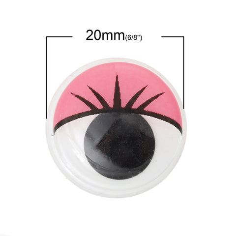 10 Pcs Pink Wiggle Eyes Craft for Toy Doll Making Round Flat Back 20mm - Sexy Sparkles Fashion Jewelry - 2