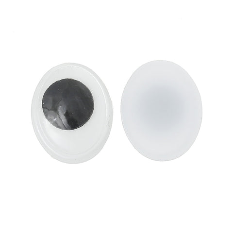 20 Pcs White Wiggle Eyes Craft for Toy Doll Making Oval Flat Back 10mm - Sexy Sparkles Fashion Jewelry - 3