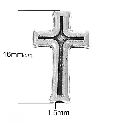 10 Pcs Charm Beads Cross Antique Silver 16mm - Sexy Sparkles Fashion Jewelry - 2