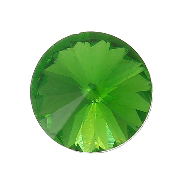 Sexy Sparkles 10 Pcs Round Glass Point Back Rhinestones Faceted 10mm (Green)