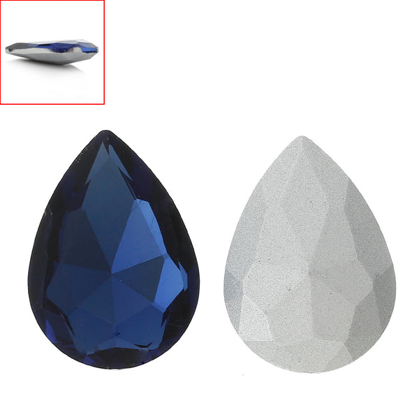 Sexy Sparkles Glass Point Back Rhinestones Faceted (Blue Black)
