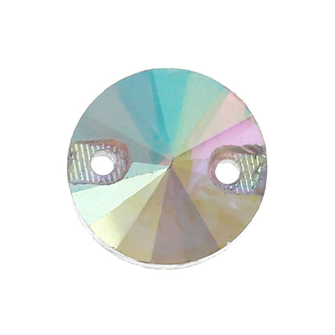 5pc, Round Glass Connector Finding Transparent AB Color Faceted 10mm Dia, - Sexy Sparkles Fashion Jewelry - 3