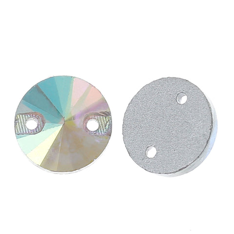 5pc, Round Glass Connector Finding Transparent AB Color Faceted 10mm Dia, - Sexy Sparkles Fashion Jewelry - 1