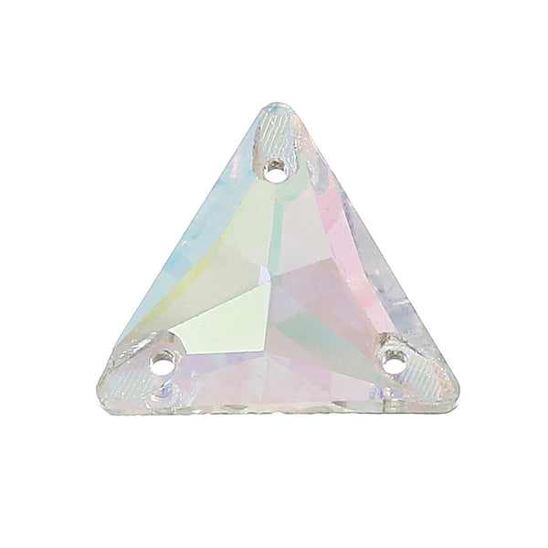 Sexy Sparkles 5pc, Triangle Glass Connector Finding Transparent AB Color Faceted 18mm