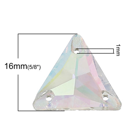 5pc, Triangle Glass Connector Finding Transparent AB Color Faceted 18mm - Sexy Sparkles Fashion Jewelry - 2