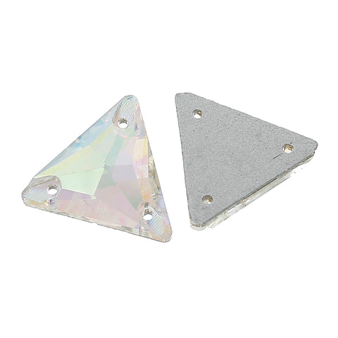 5pc, Triangle Glass Connector Finding Transparent AB Color Faceted 18mm - Sexy Sparkles Fashion Jewelry - 3