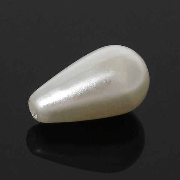 100 Pcs Tear Drop White Pearl Acrylic Spacer Beads 12mm - Sexy Sparkles Fashion Jewelry - 1