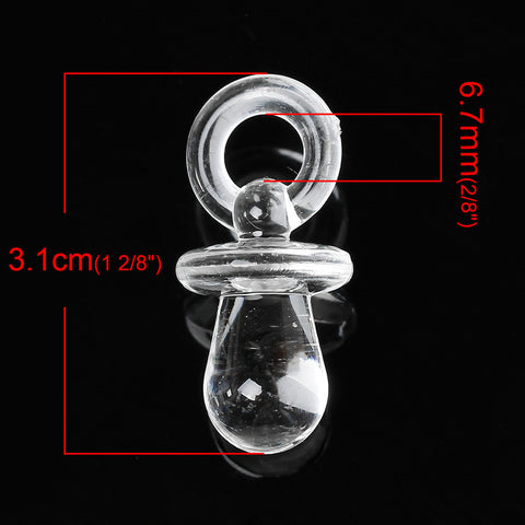 10 Pcs Baby Pacifier Acrylic Charm Pendant Transparent 31mm - Sexy Sparkles Fashion Jewelry - 2