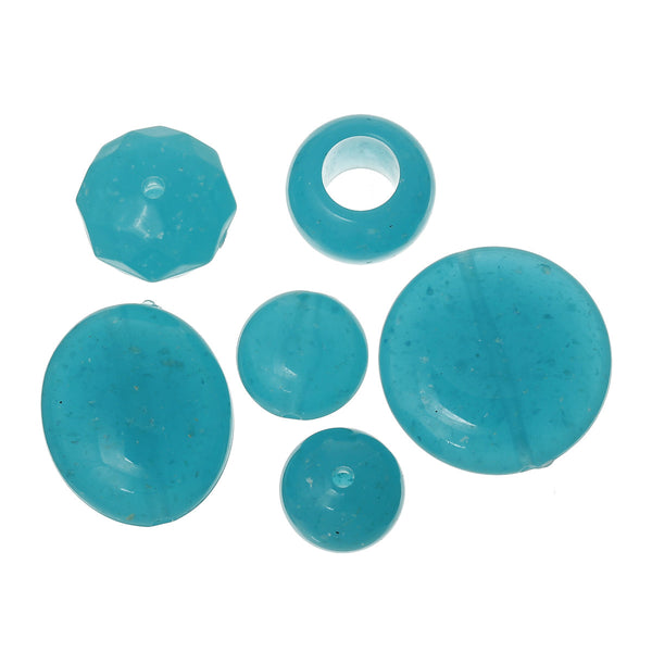 Sexy Sparkles 10 Pcs Acrylic Spacer Beads Mixed Shape and Sizes Blue 30mm-16mm