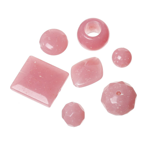 10 Pcs Acrylic Spacer Beads Mixed Shape and Sizes Pink 27mm-24mm-12mm - Sexy Sparkles Fashion Jewelry - 2