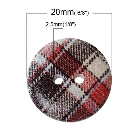 10 Pcs Wood Round Scrapbooking Sewing Buttons Multicolor Grid Pattern 18mm - Sexy Sparkles Fashion Jewelry - 3